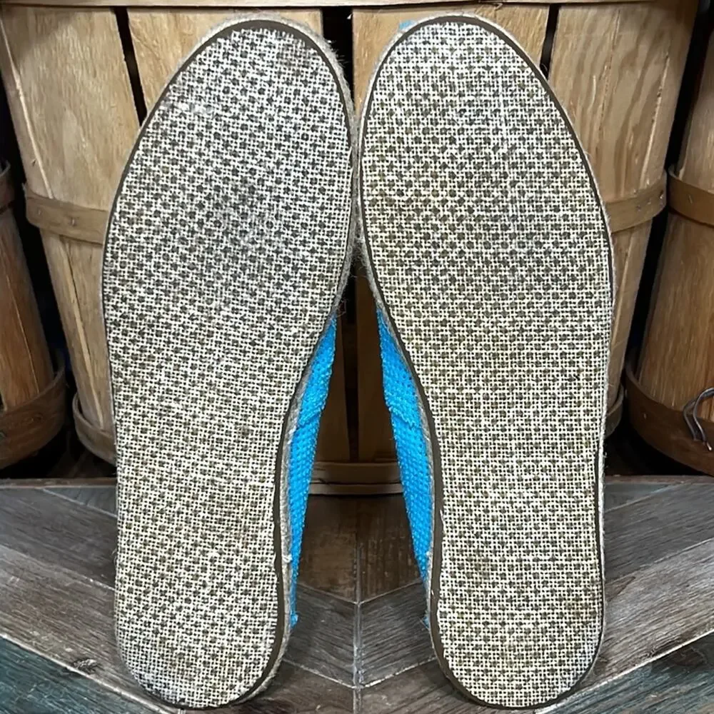 Toms Freetown Classic Turquoise Weave Slip-On Espadrilles Flats Womens Size 8.5